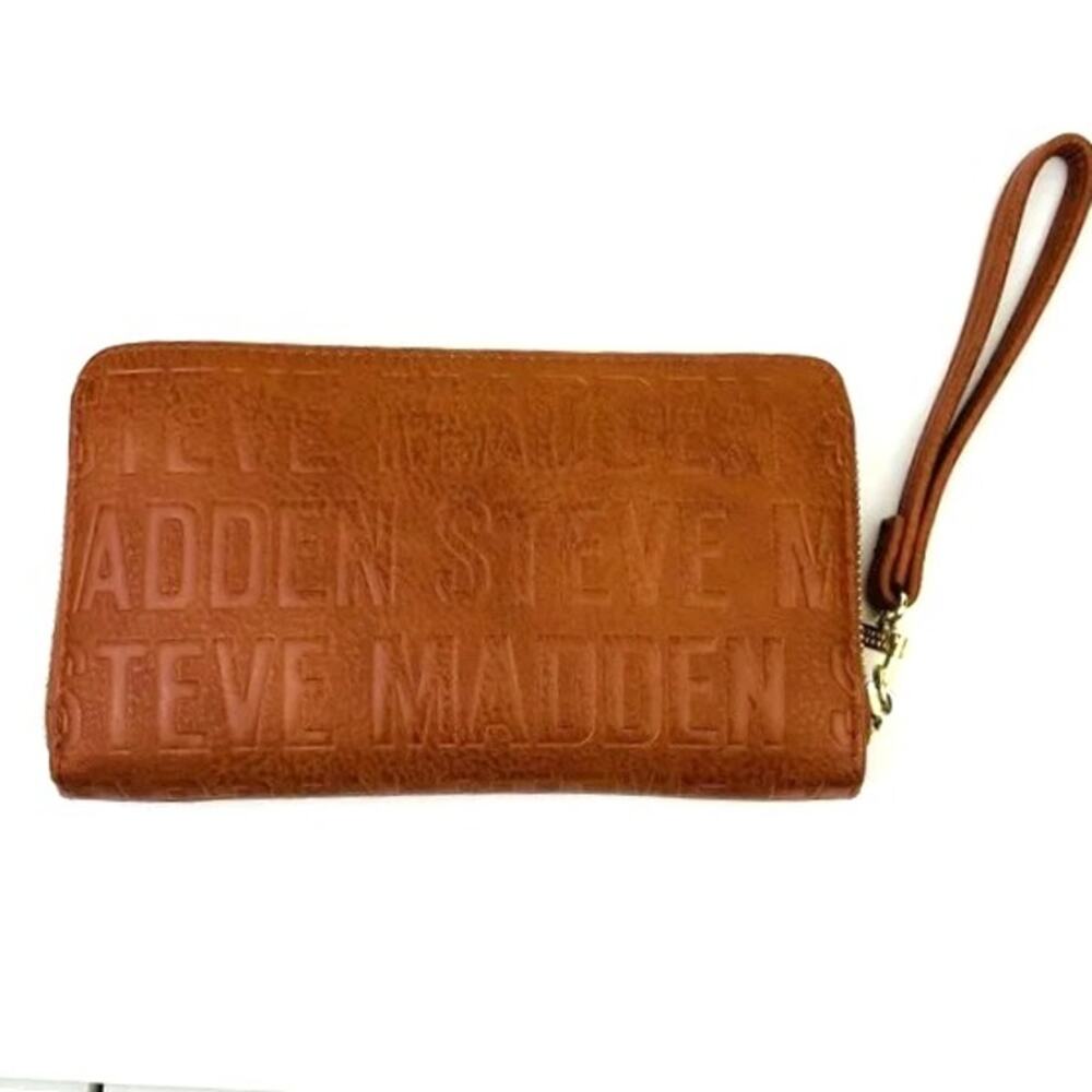 Steve Madden Embossed Monogram Zip Around Wallet Wristlet - Picture 2 of 10